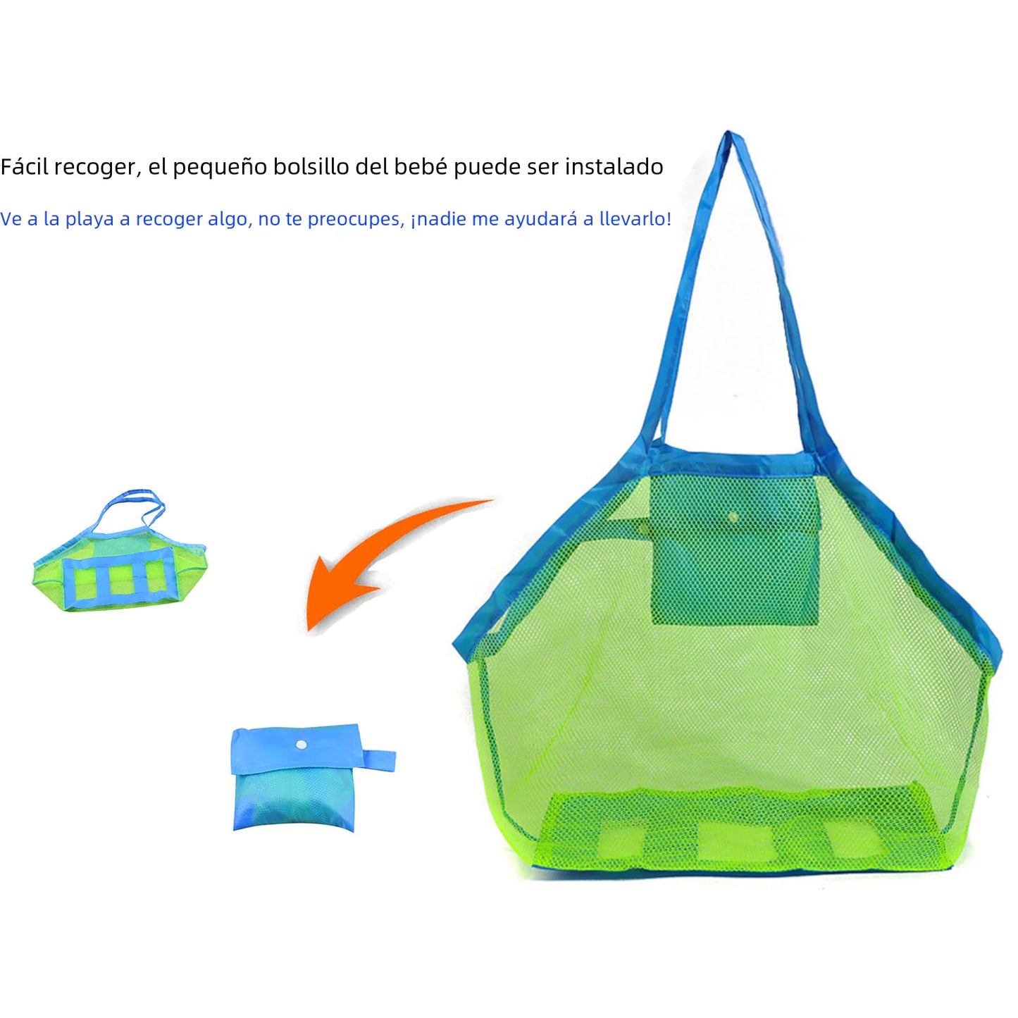 Summer Portable Mesh Beach Bag – Lightweight Toy & Shell Organizer for Kids