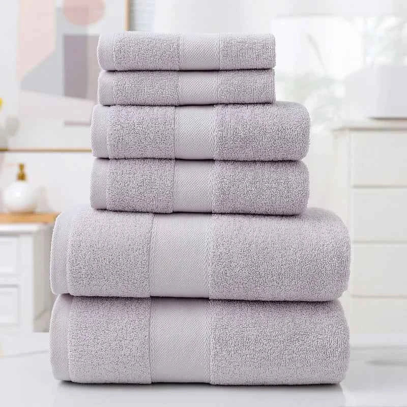 Cotton Absorbent Towel Set – 6-Piece Bath Towels, Hand Towels & Washcloths