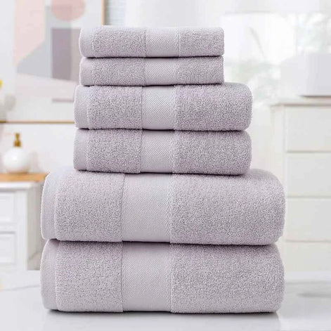 Cotton Absorbent Towel Set – 6-Piece Bath Towels, Hand Towels & Washcloths
