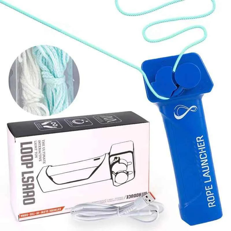 Glow-in-the-Dark String Rope Launcher – Rechargeable Light-Up Rope Toy for Kids & Adults, Interactive Night Play Gadget with Luminous Strings, Stress Relief & Hand-Eye Coordination Fun