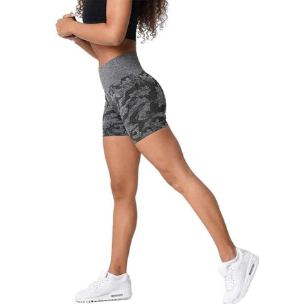 Women’s Camouflage Yoga Shorts – Seamless, Breathable & Stretch Fit