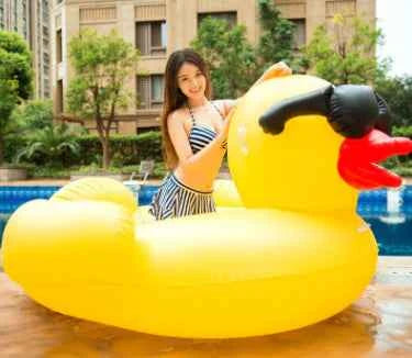 Giant Inflatable Duck Pool Float with Sunglasses – Oversized Swimming Ring for Adults