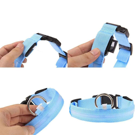 LED Adjustable Dog Collar – Waterproof Blinking Glow Safety Light for Pets