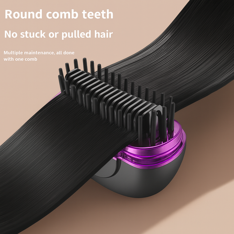 Multifunctional hair straightening comb with three-speed adjustment, portable design, and long-lasting battery.

