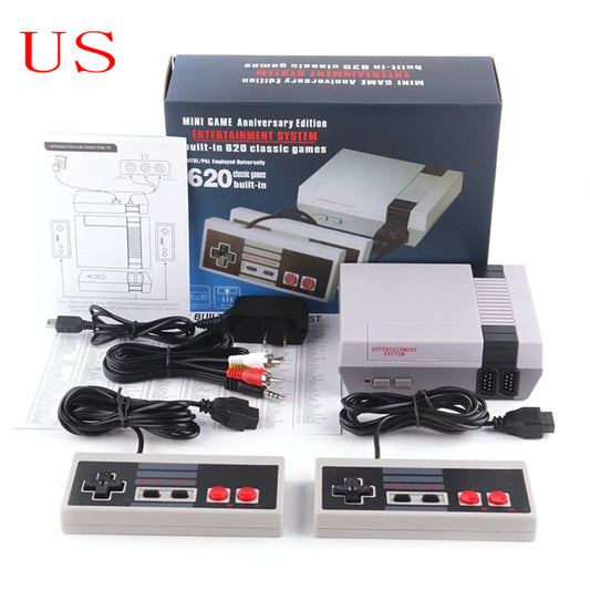 Mini Retro Home Video Game Console – 620+ Classic Games, Dual Controllers, Family Fun Entertainment