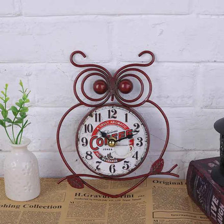 Vintage Minimalist Wall Clock | Retro Owl Design Wall Art Clock | Silent Sweep Hanging Clock for Living Room & Bedroom