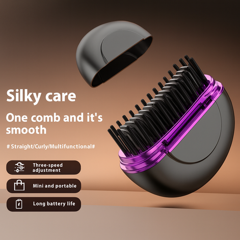 Hair straightening comb with three temperature levels for soft, normal, and coarse hair: 55°C, 65°C, and 75°C.