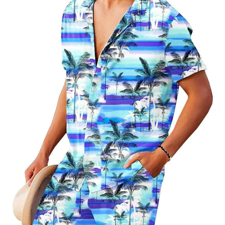 AOBUTE Hawaiian Shirts and Shorts for Men Short Sleeve Tropical Printed Summer Matching Beach Set S