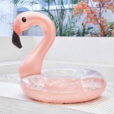 Flamingo Inflatable Swimming Ring – Large Pool Float for Adults & Kids | Sequin Pink PVC Pool Tube for Beach & Party Fun