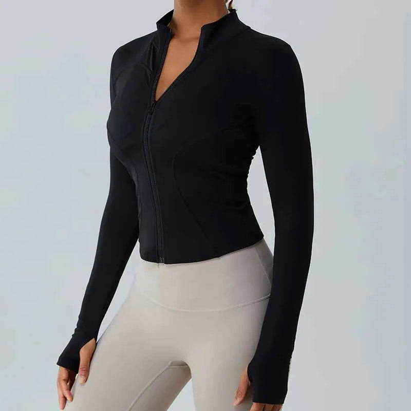 Women’s Fleece-Lined Yoga Jacket – Warm, Stretch & Breathable