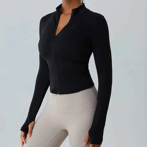 Women’s Fleece-Lined Yoga Jacket – Warm, Stretch & Breathable