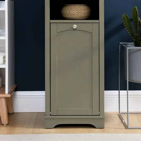 64” Tall Bathroom Storage Cabinet | Modern Grey Organizer for Home & Office