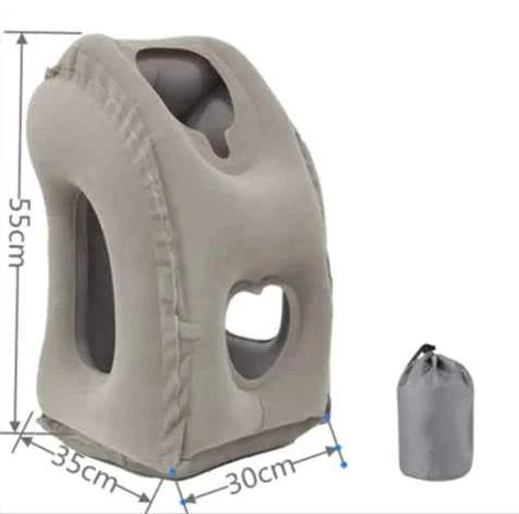 Inflatable Neck Support Pillow – Ergonomic Travel Pillow for Airplane, Office, or Car | Adjustable Flocking PVC/TPU Rest Cushion