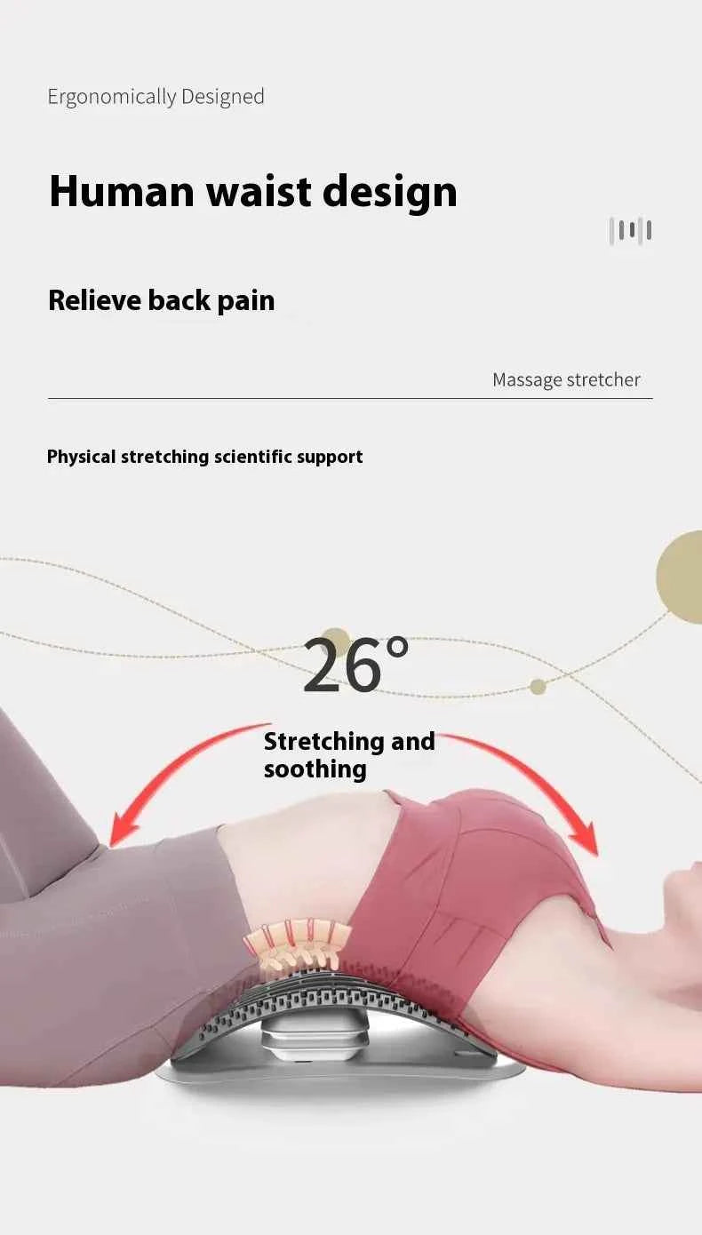 Adjustable Back Stretcher & Magnetic Massager | Lumbar Pain Relief Device for Posture & Muscle Relaxation