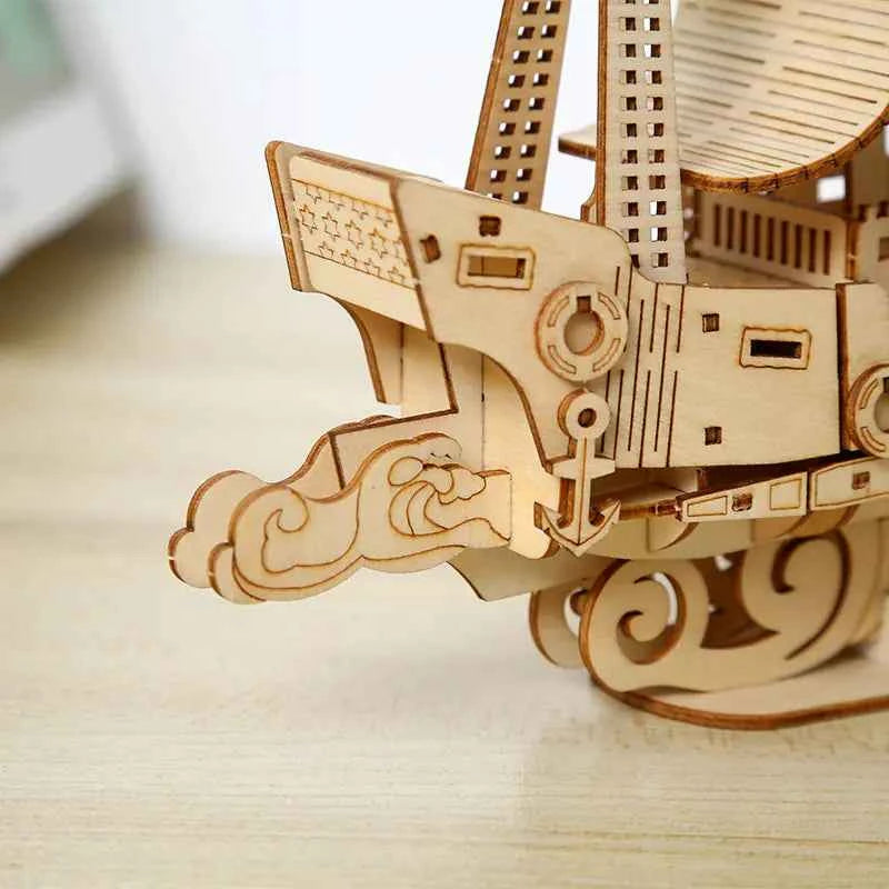 DIY Wooden Ocean Sailboat Model – 3D Puzzle Gift Toy for Kids & Adults