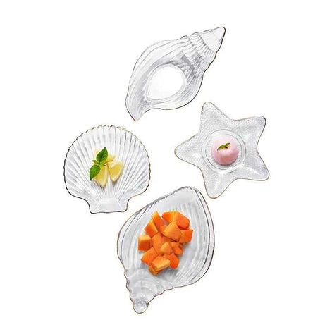 Ocean-Inspired Gold Trim Dish Set – Shell & Star Plates