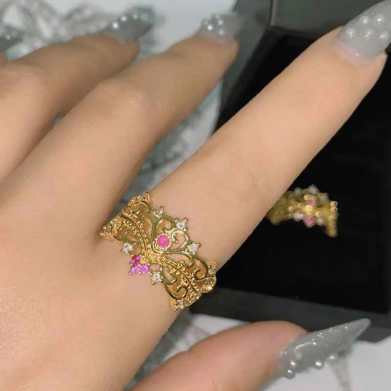 Royal Ocean Blue Crown Ring – Medieval Princess Style