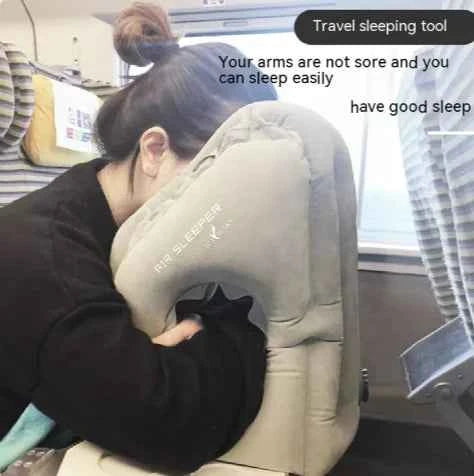 Inflatable Neck Support Pillow – Ergonomic Travel Pillow for Airplane, Office, or Car | Adjustable Flocking PVC/TPU Rest Cushion