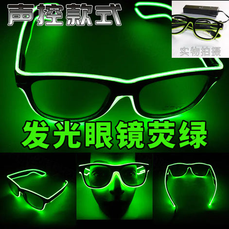 LED Neon Glow Glasses – Voice-Activated Light Up Party Shades for Music Events, Festivals, Raves & Clubs | Rechargeable Luminous Sunglasses in Multiple Neon Colors