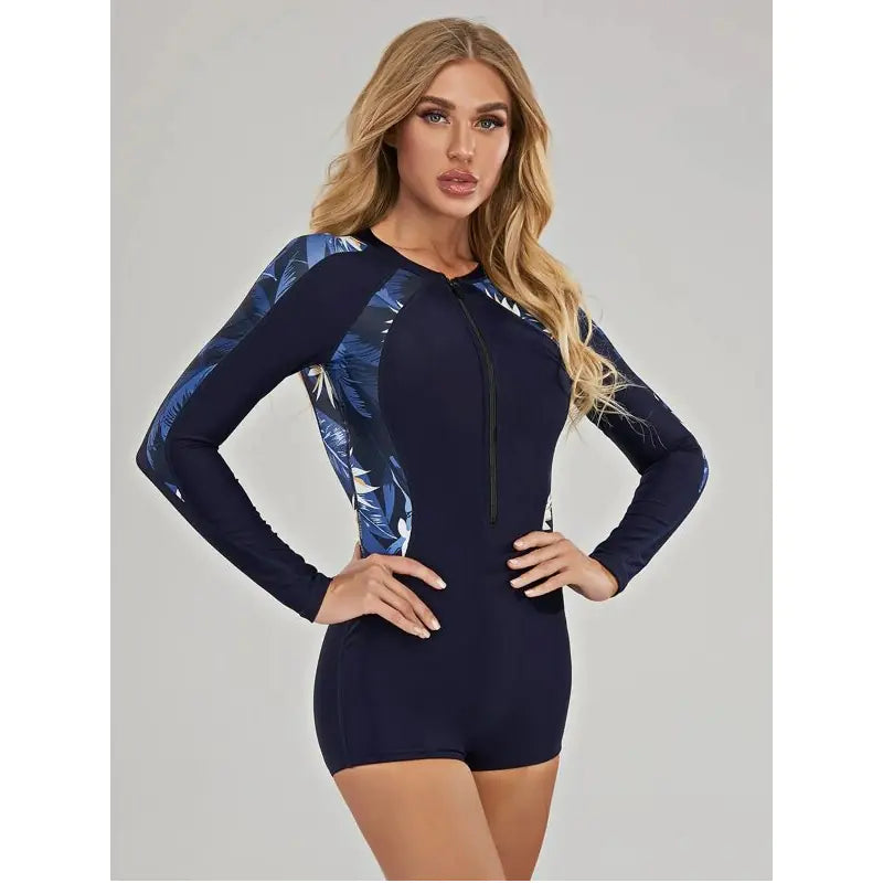 OceanFit – Women’s Long Sleeve Surfing Swimsuit (One-Piece UV Protection)
