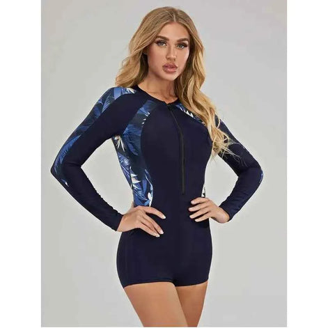 OceanFit™ – Women’s UV Protection Long Sleeve Surfing Swimsuit (One-Piece)