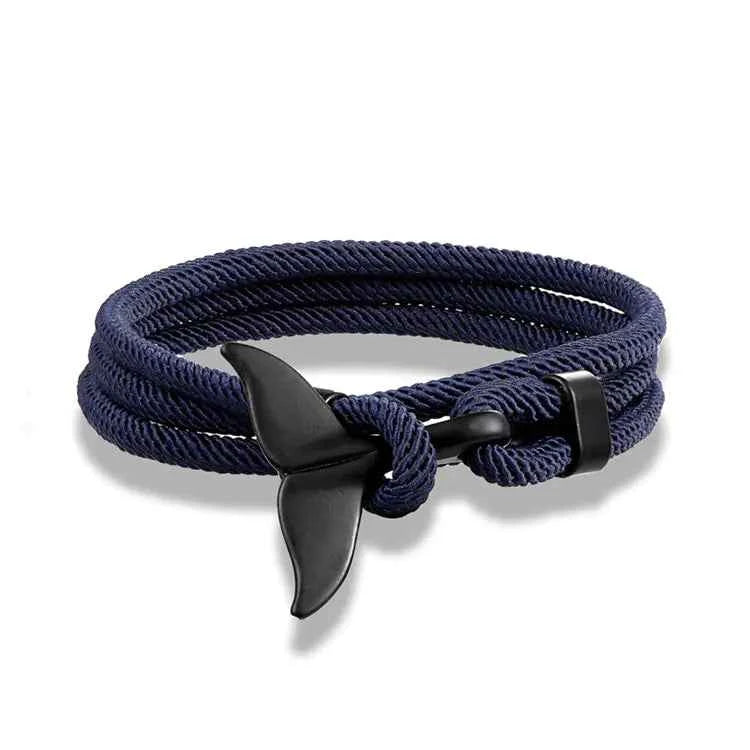 Ocean Whale Tail Anchor Bracelet – Adjustable Nautical Rope Bracelet for Couples & Ocean Lovers