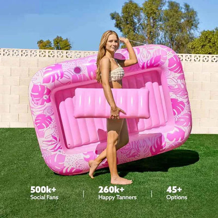 Inflatable Pool Floating Bed – Eco-Friendly PVC Lounge with Backrest for Adults, Blue & Pink