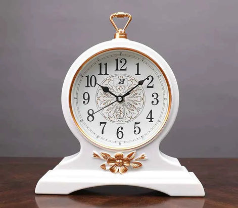 Vintage Quartz Pendulum Desk Clock | Silent Table Clock for Living Room & Bedroom | Retro Decorative Timepiece 10-Inch
